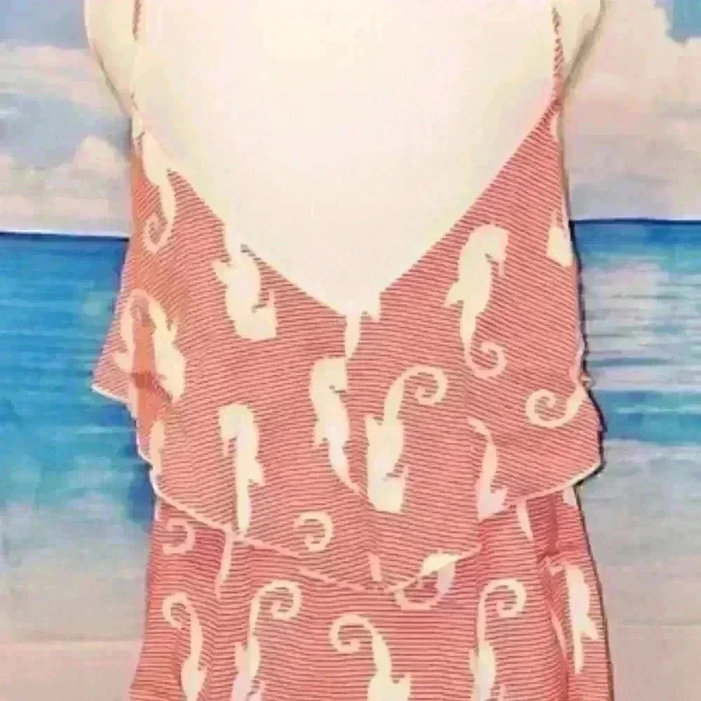 VESTIQUE Womans CAMI Lightweight Layers Seahorse Print CORAL PINK Top size Small - Picture 4 of 5